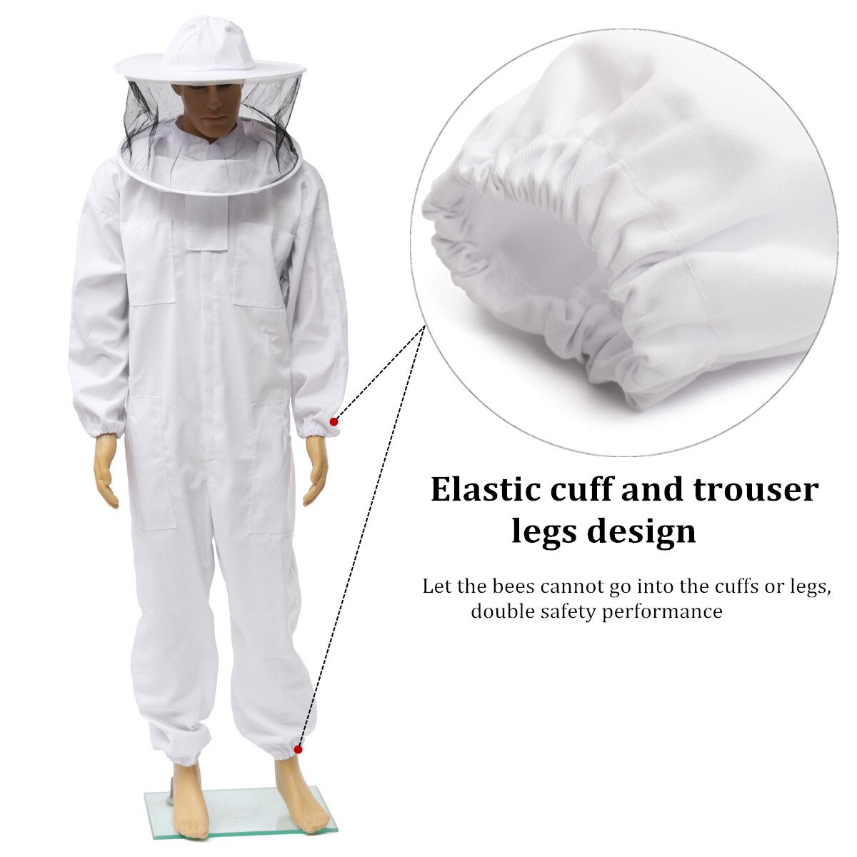 Bee Keeping Suit Full Body Protective Clothing Hat Smock Pro Anti Bee Suit Equipment Veil Hood Hat Bee Keeping Jacket Veil Suit