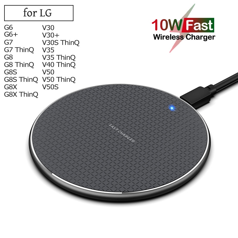 Qi 10W Snelle Draadloze Opladen Voor Lg G6 G7 G8 G8S G8X Thinq V30 V30S V35 V40 V50 V60 v50S Thinq Fluwelen 5G Telefoon Draadloze Oplader