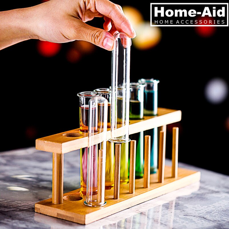6 Pcs Test Tube Wine Glasses Set Cocktail Cup With Stand Holder Party Bar KTV Night Club Charms Tipsy Test-tube Glass