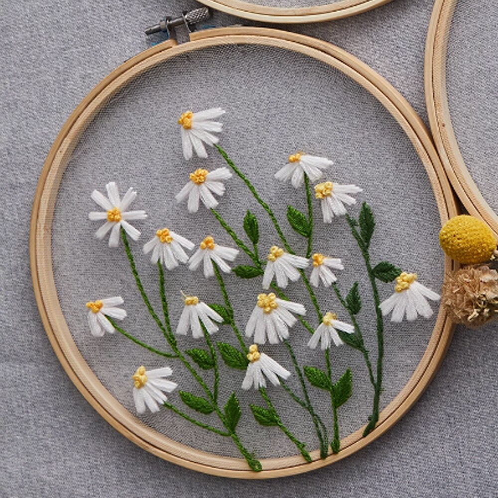 Mesh DIY Embroidery Flower Painting Bordado Cross Stitch Kit Embroidery Kit Diy Beginner Embroidery Punch Needle kit: B