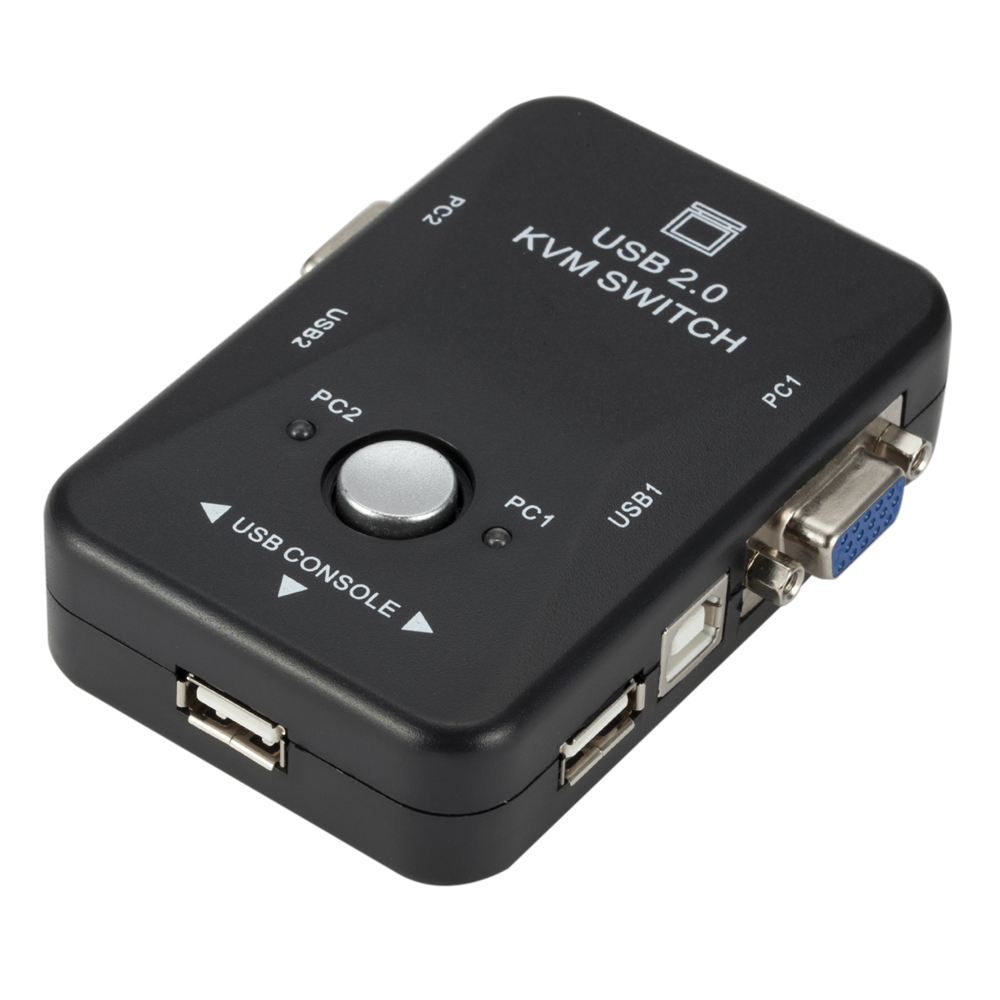 USB KVM Switch For Pc Monitor/Keyboard/Mouse Two Ports Maximum Compatibility And Simultaneous Computer Sharing