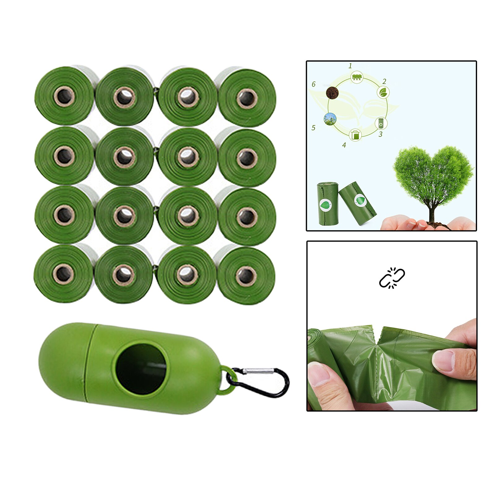 Biodegradable Doggy Waste Dog Poop Bags w/ Dispenser Unscented Pet Poo Bag for Outdoors Using: 16 Rolls