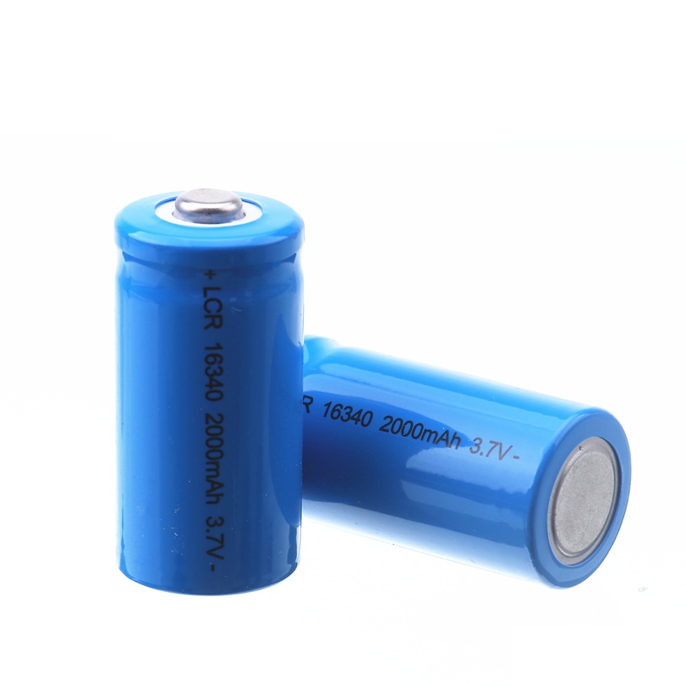 16340 Battery 3.7V 2000mAh Lithium Rechargeable Li-ion Cell For CR123A, CR17345, K123A, VL123A, DL123A, 5018LC, SF123A, EL123AP