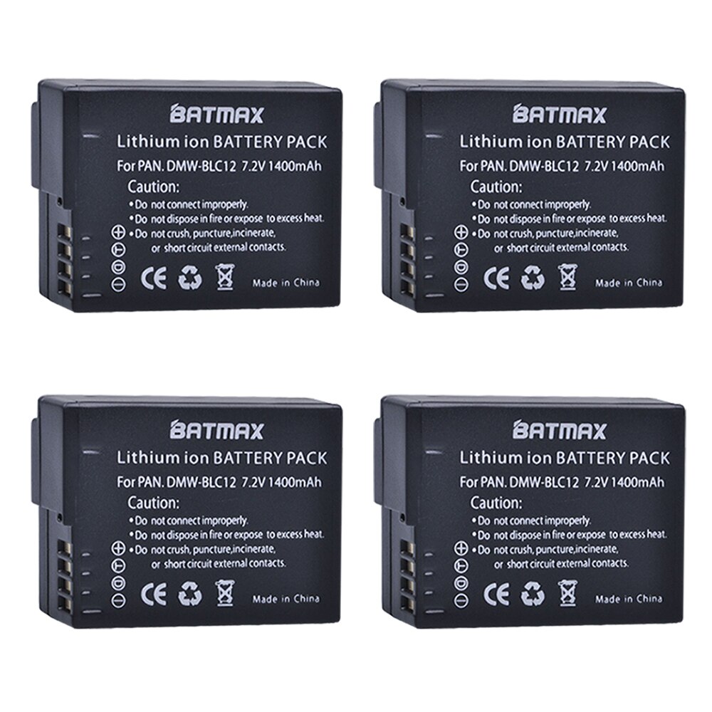4 Stks DMW-BLC12 dmw blc12e DMCBLC12 BLC12 Oplaadbare Ion Batterij voor Panasonic FZ1000, FZ200, FZ300, G5, G6, G7, GH2, DMC-GX8