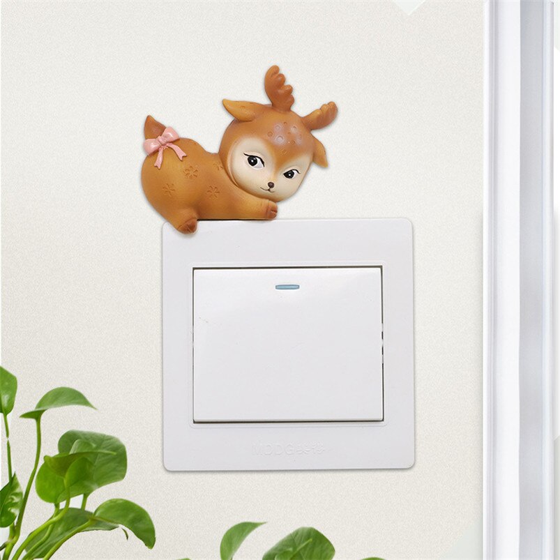 Japanse Cartoon Stickers Op De Muur Slapen Herten Baby Switch Sticker Thuis Hars Decoratie Kinderen Room Decor