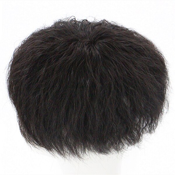 Halo dame beauté bouclés cheveux humains Toppers toupet frange indien Non-Remy remplacement pince ins couronne cheveux pièces pour femmes et hommes: Wavy Black