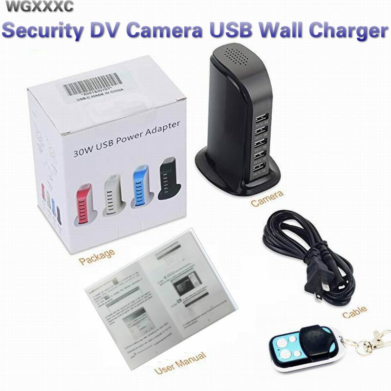 Estación de carga USB, cámara 1080P, 5 puertos USB, cargador, mando a distancia, cámara de vídeo, red doméstica, videocámara DV, Monitor de bebé: EU plug / Cam add 8gb card