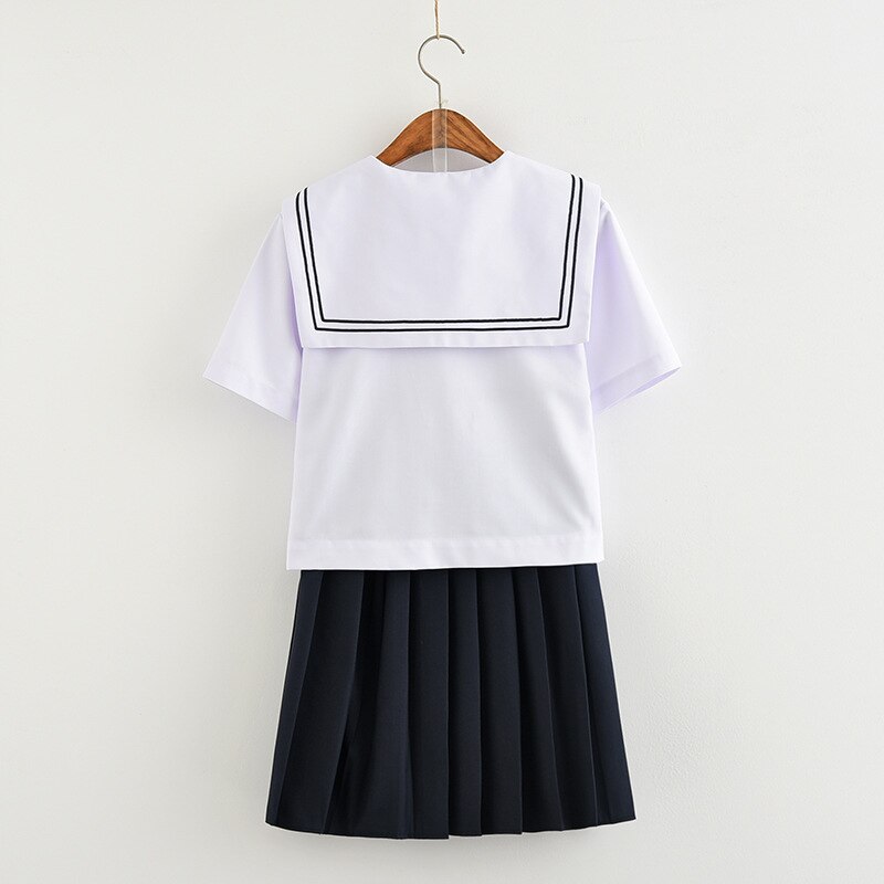 Japanese High school student Uniform Dress women Lolita High School Chorus dress blue sakura embroidery Sailor collar dress