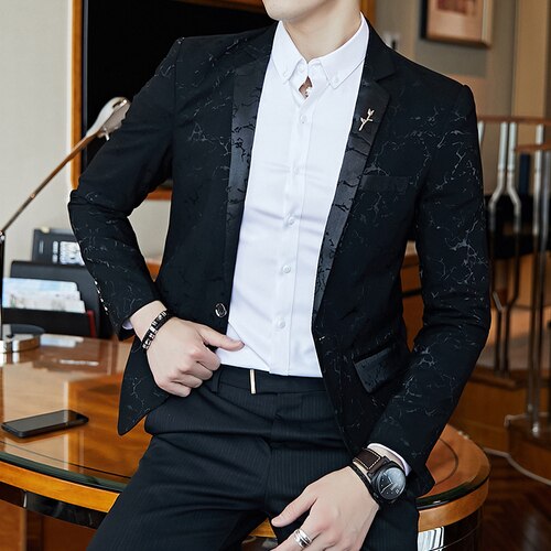 Luksus fest galla blazer skinnende garn vin rød blå sort jakkesæt frakke mænd slim fit business kjole blazer homme jakkesæt jakke mænd 5xl: Sort / Asien  l 53-60kg