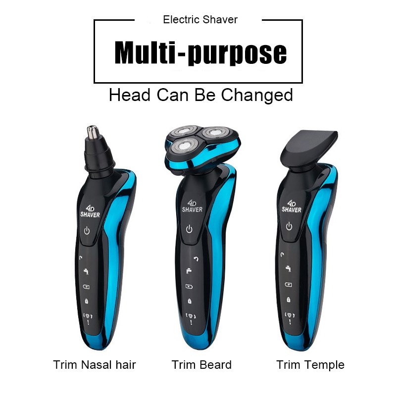 Máquina de afeitar eléctrica de afeitar la barba Trimmer nariz máquina de afeitar para hombres recargable afeitar seco mojado de doble uso, impermeable y lavable