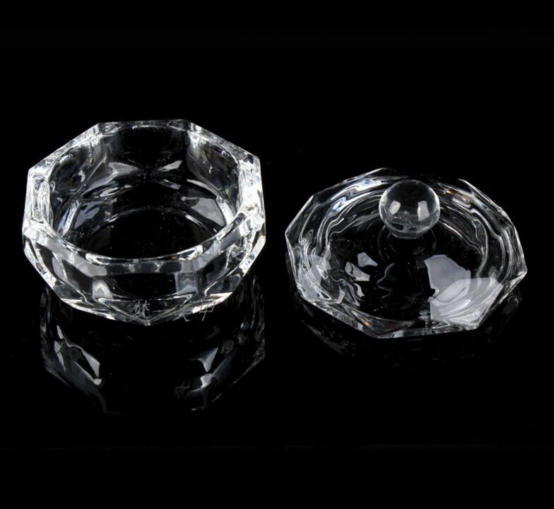 1Pc Acrylic Powder Liquid Crystal Cup Lid Glass Nail Art Dappen Dish Cup Acrylic Liquid Makeup Powder Nail Styling Tool