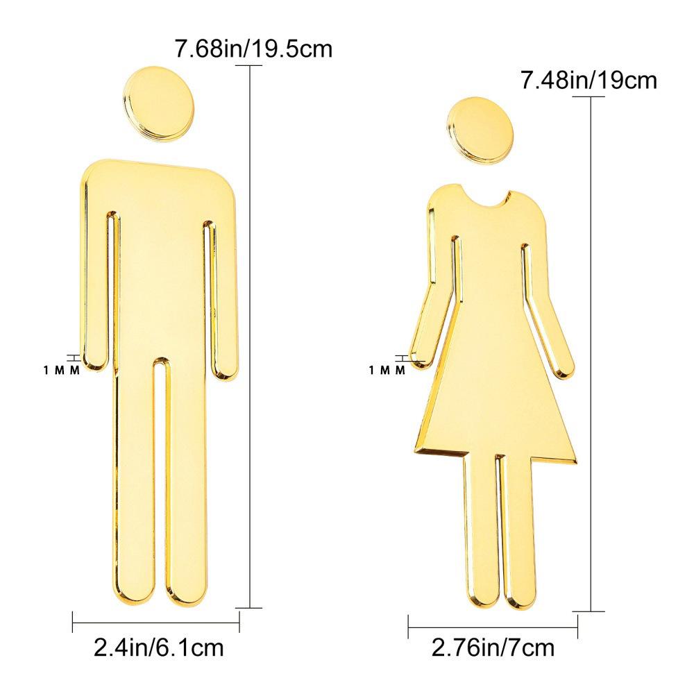 Black Gold Color Toilet Sign Plate Brass Wash Room Door Wall Label Sticker Wc Holder Signage Board: Golden