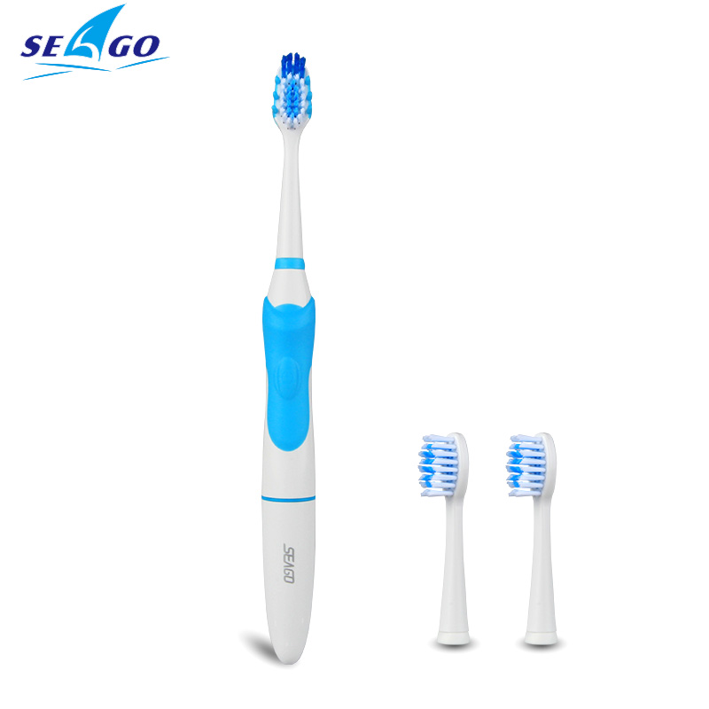 SEAGO Sonic cepillo de dientes eléctrico no recargable impermeable adulto cepillos de dientes con 3 masaje en la cabeza con cepillo de dientes gomas blanco SG963