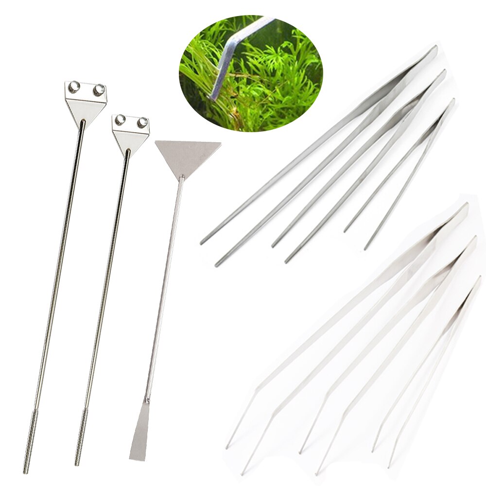 Aquarium Pincet Curve Schaar Onderhoud Gereedschap Kit Opslag Houder Rvs Schoonmaak Tool Voor Fish Tank Water Planten