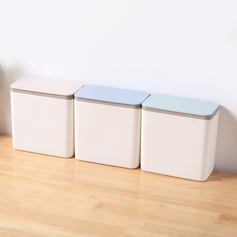 Square Mini Small Waste Bin Desktop Garbage Basket Home Table Plastic Office Supplies Trash Can Dustbin Sundries Barrel Box