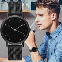 Mannen Volledige Staal Quartz Horloge Mens Horloges Zwart Goud Zilver Mannelijke Relojes masculino Analoge horloges