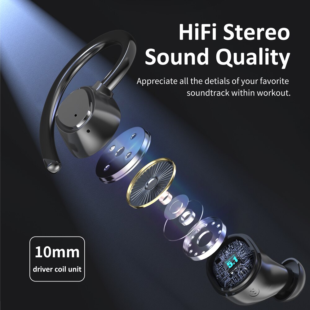 Wireless Headphones Touch Control Sports Waterproof Bluetooth Earphone HiFi 9D Bass Stereo Earphone Headset With Microphone