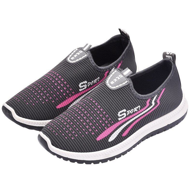 Dames mesh platte schoenen met katoenen casual wandelstrepen sneakers loafers zachte schoenen ronde neus platte schoenen met damesschoenen