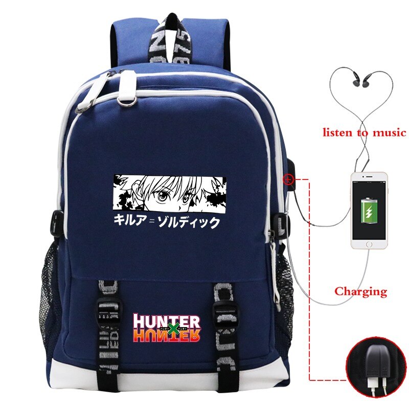 Hunter X Hunter School Bags Japan Anime BackpackS Boys Girls USB Charging Travel Large Laptop College Students Schoolbag Bagpack