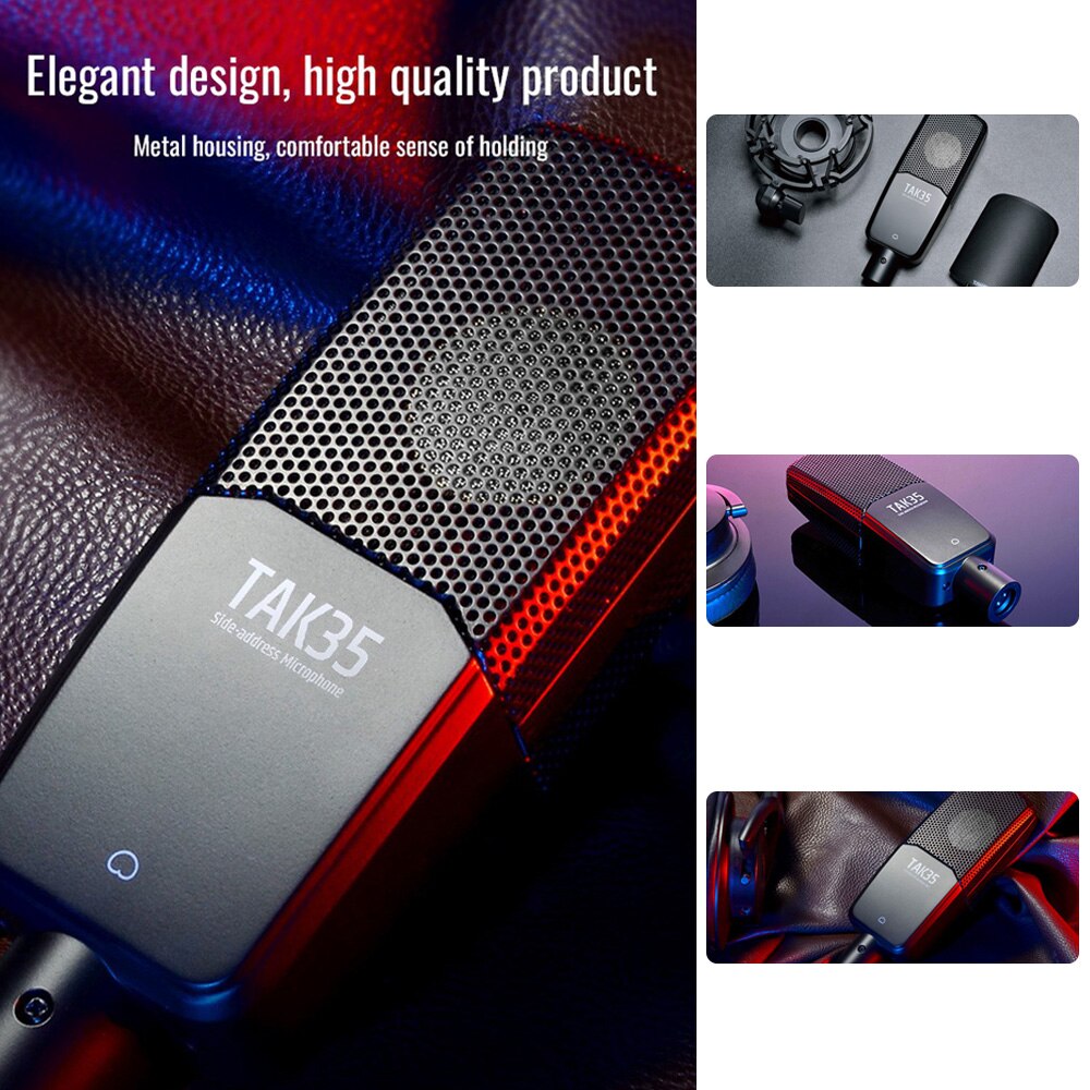 TAKSTAR TAK35 Recording Microphone Condenser Cardioid Mic with Metal Windscreen Shock Mount Network Karaoke Live