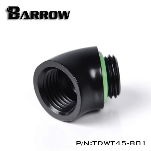 Barrow messing  g1/4 '' gevind 45 graders adapter 45 grader vandkøle adaptere vand køling montering tdwt 45-v2: Sort