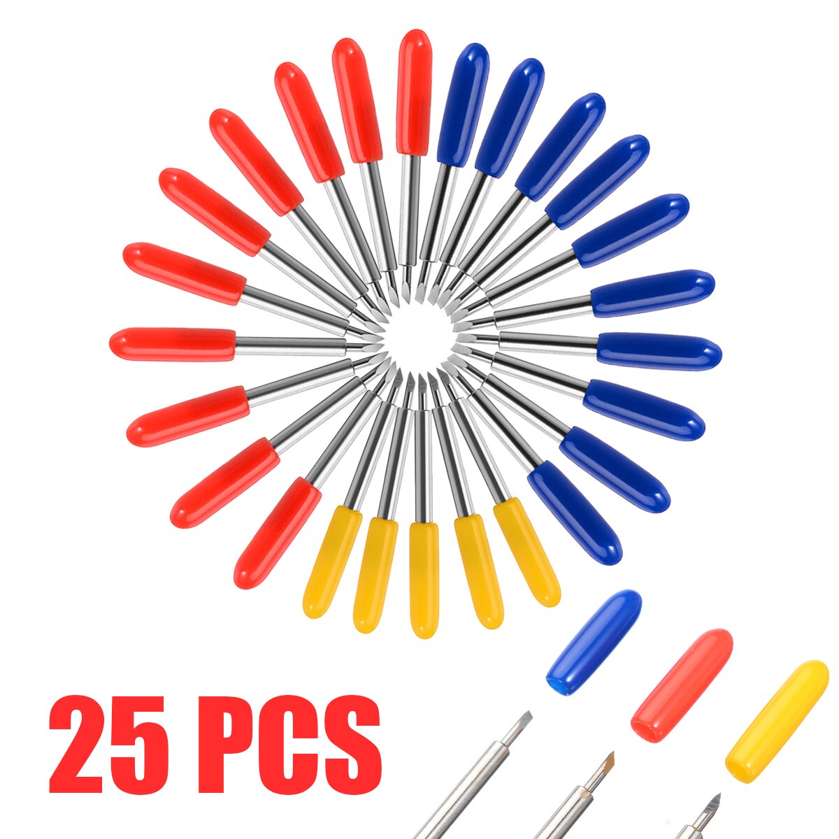 25Pcs 30/45/60 Degree Blade Cemented Carbide Stainless Steel Cutter Knife Blades For Cricut Explore Air 2 Vinyl Cutting Machines