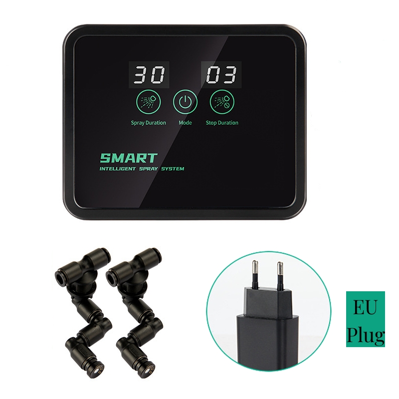 Umidificador electrónico inteligente, Fogger, Terrários, Névoa Automática, Temporização das Florestas Tropicais, Spray System Kit, Controlo por aspersão: BRANCO
