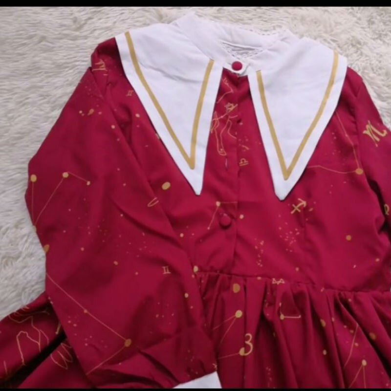 Femmes mignon doux soeur Nun col Vintage collège Lolita robe rouge taille haute robe Lolita robe à manches longues robe pour dames