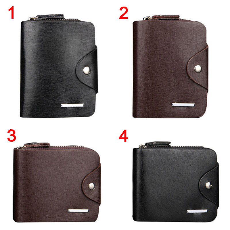 Mode Mannen Korte Portemonnee Pu Leer Effen Kleur Rits Hasp Clutch Money Bag Man Casual Portemonnee Kaarthouder