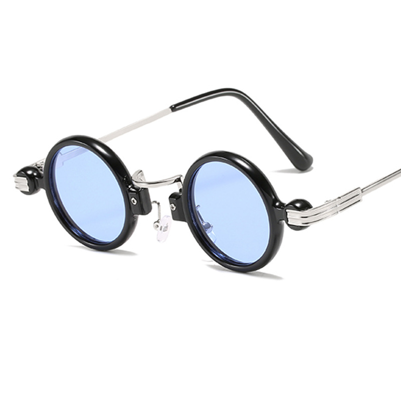 Gafas De Sol redondas pequeñas para hombre y mujer, lentes De Sol Retro Steampunk con montura De Metal, UV400: Morado
