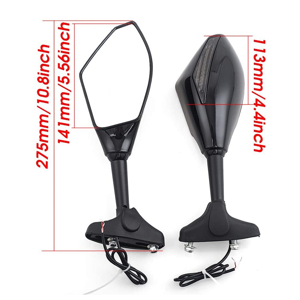MOTORCYCLE LED TURN SIGNAL MIRRORS for KAWASAKI NINJA 6R 9R 650R 250R 636 YAMAHA YZF R1 R6 R6S/ SUZUKI GSXR 600 750 1000 KATANA
