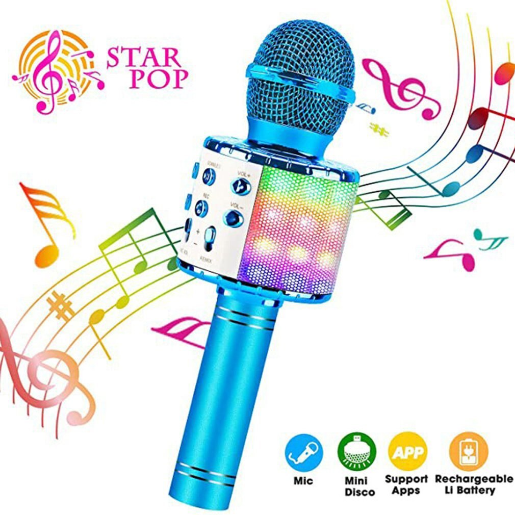 Bluetooth Karaoke Microphone Wireless Microphone Professiona Speaker Handheld Microfone Player Singing Recorder Mic: GOLD