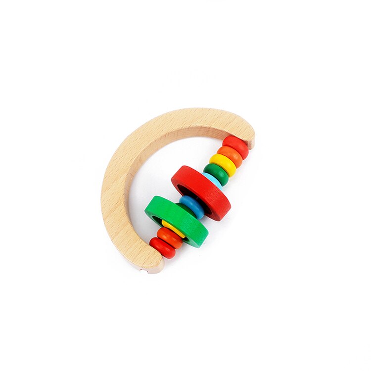 Baby Rattles & Mobiles Infant & Toddlers Wood Toy Wooden Geometric Shape Rattles Baby Wooden Toys Bell for Newborns Musical: semicircle
