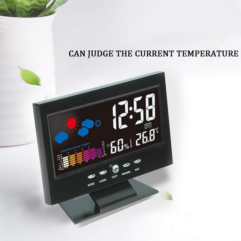 Multi-functional Weather Station Clock Digital Indoor Thermometer Hygrometer Calendar Phase Colorful LCD Display