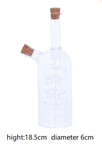de doble capa botella de vidrio con especias de Oliva de vidrio frasco de aceite de botella de vinagre de olla dispensador de salsas decorar herramientas de cocina: D-Transparent