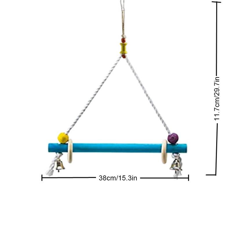 1Pcs Vogel Schommel Speelgoed Beet Bestendig Houten Papegaai Baars Vogelkooi Opknoping Speelgoed Met Bel Papegaai Stand Speelgoed Качели для Попугаев