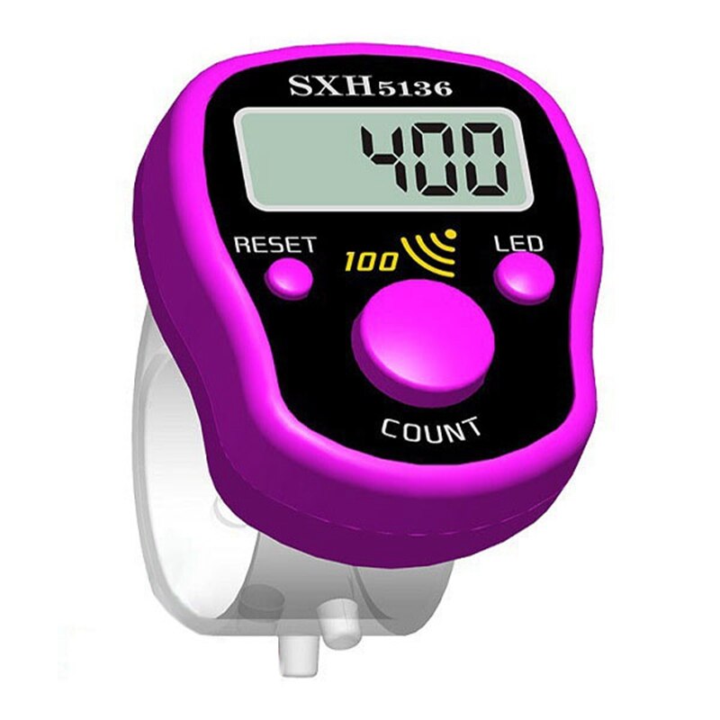 Mini With Stitch Mark And Line Pointer Counter Multi-Color Led Luminous Electronic Chanting Counter Sewing Knitting Tools: Purple