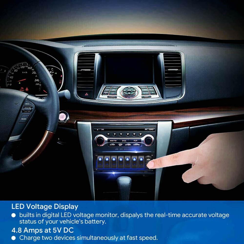 8 Gang Switch Panel Auto Styling Waterdichte 12V Auto Auto Boot Marine Rode Led Rocker Switch Panel Circuit Breakers met Zekering