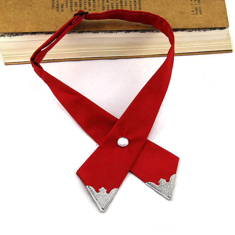 Casual Cross Bow Ties for Men & Women Solid Business Casual Cross Tie Formal Dress Men Wedding Metal Collar Cross Bowtie: Red