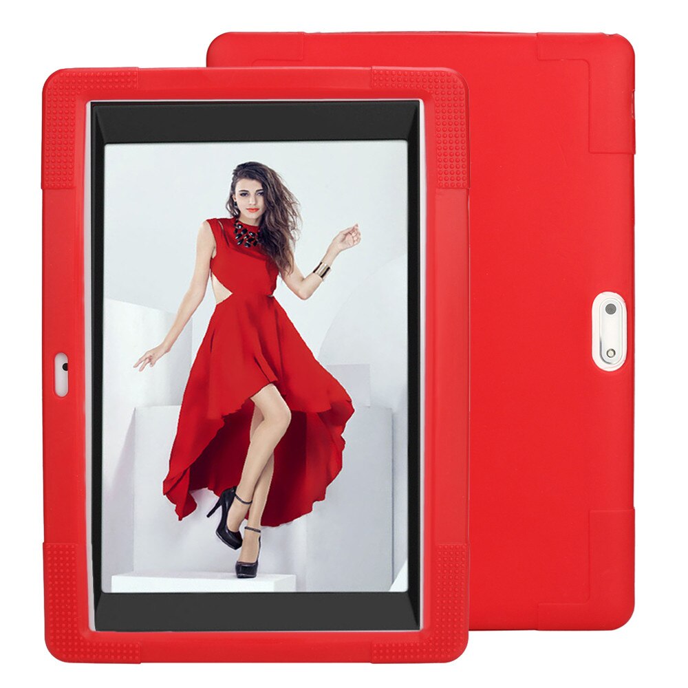 10'' 10.1'' Universal Tablet Case For 10 10.1 Inch Android Tablet PC Shockproof Case non-slip Silicone Cover Case PC Case 20J6: Red