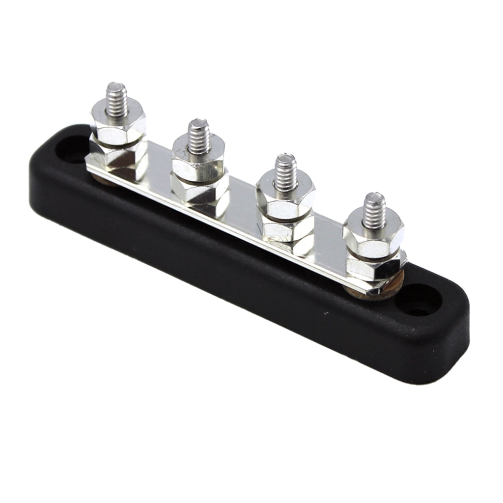 4 Position Terminal Distribution Block - Terminal Strip Blocks ,with 100A DC, 48A AC (Black)