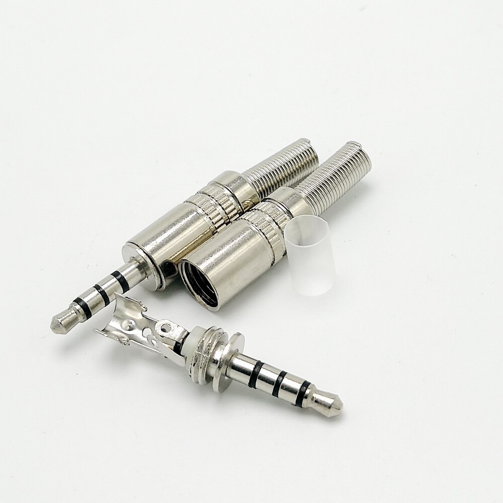 10pcs/lot 4 pin 3.5mm Male Plug Aluminum Shell Stereo 4Pin 3.5 Jack Wire Connector Heaphone Earphone Plug