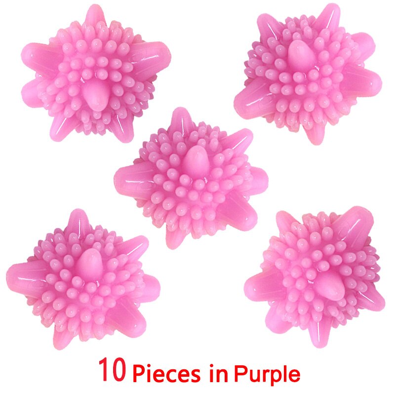 10 Stuks Herbruikbare Was Bal Milieuvriendelijke Anti-Statische Wassen Doeken Huishoudelijke Wasmachine Bal Schoonmaken Ballen: 10pcs purple
