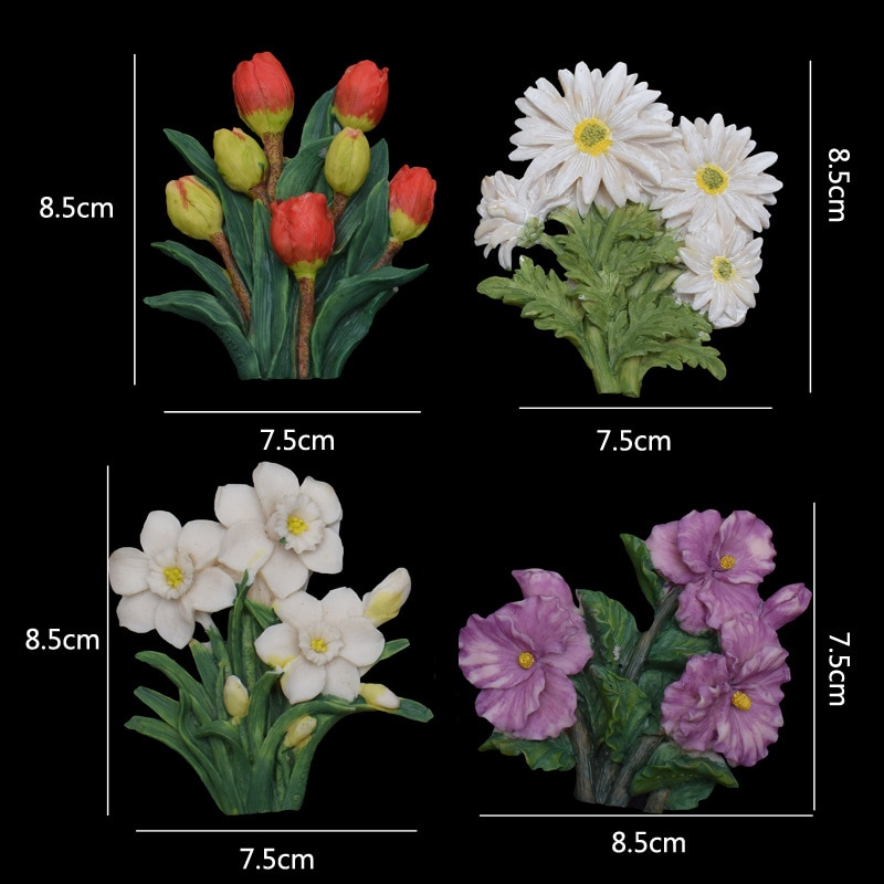 Moldes de silicona y epoxi de flores de cristal 6 uds para DIY resina epoxi UV contenedor de flores Manual de plástico pulido brillante