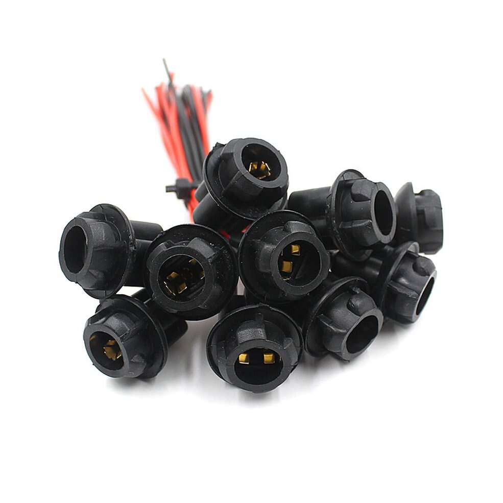 T10 hållare instrument glödlampa sockelkontakt ledadapter 10 st för motorcykel/bil/lastbil/båt