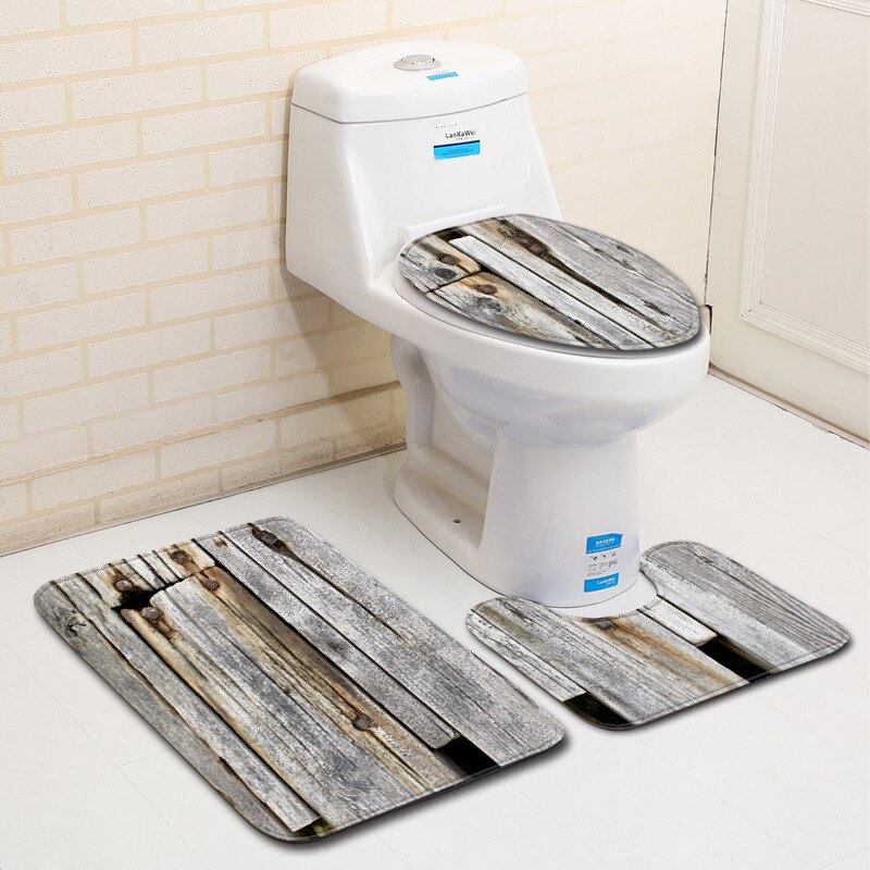 Zeegle Antislip Badkamer Tapijt Beperking Hout Badmat 3Pcs Badkamer Tapijt Set Absorberende Mat Wc Badkamer Vloer matten: L181218-D16 / 50x80cm