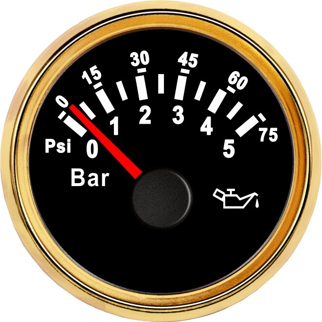 Manomètre universel de pression d'huile, 52mm 12V 24V, capteur de pression d'huile de moteur de voiture et de bateau, 0-5 Bar/0-10 Bar, M10: BG 0-5 Bar