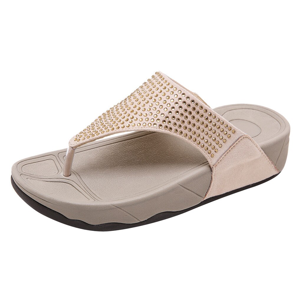 Plus Size Rome Slippers Kristal Lederen Slippers Voor Vrouwen Zomer Lage Hak Strand Casual Schoenen Vrouwelijke Outdoor Platforms Slipper: A / 41