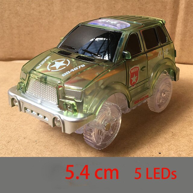 5 LEDs 5.4cm Magic Electronics LED Car Toys With Flashing Lights Educational Toys For Kids Birthday Xmas Play With Tracks: Brown