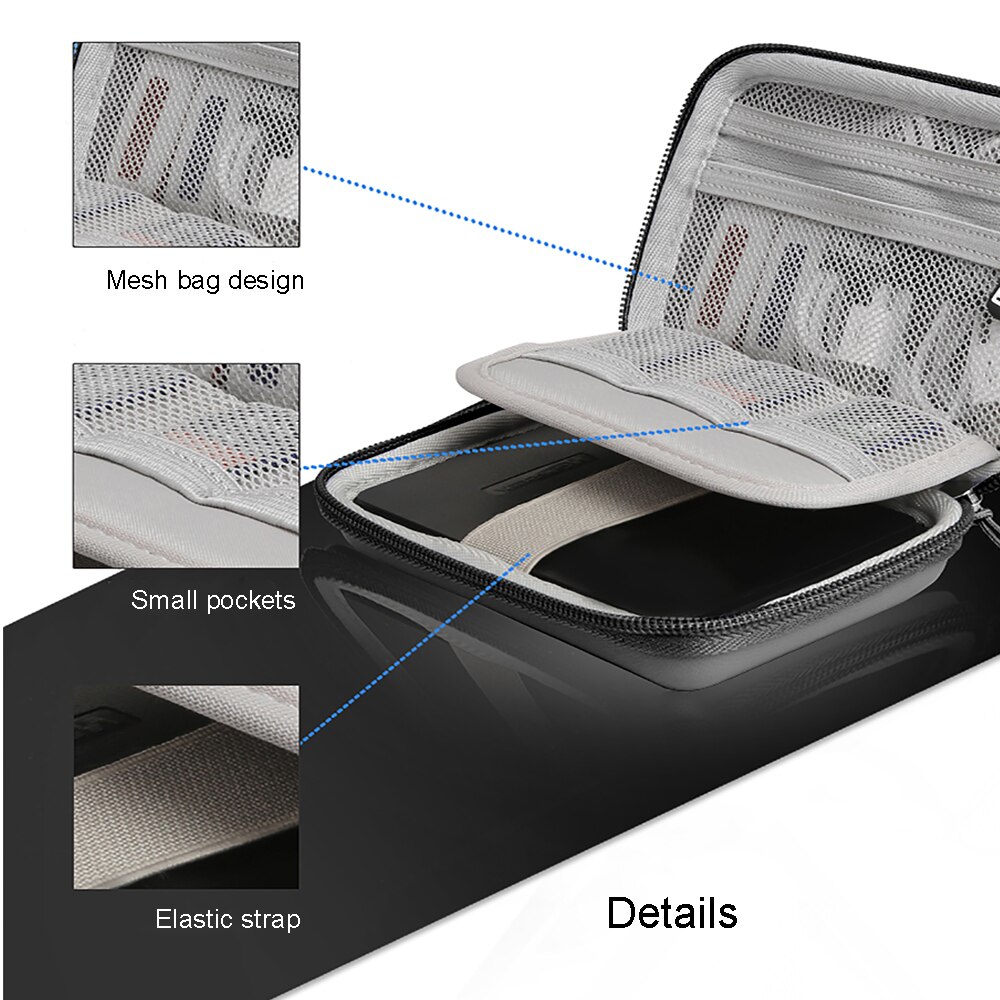 BUBM Waterdichte Externe Harde Schijf Case, HDD Beschermende Hard Case voor 2.5-Inch Externe Harde Schijf, USB Flash Drive, SD Kaarten